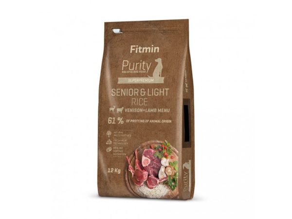 Fitmin dog Purity Rice Senior & Light Venison & Lamb (для собак літнього віку та малорухливих собак з рисом, дичина та ягня), 12 кг