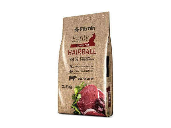 Fitmin cat Purity Hairball (для довгошерстих котів з яловичиною), 1,5 кг, 532114017, Немає в наявності